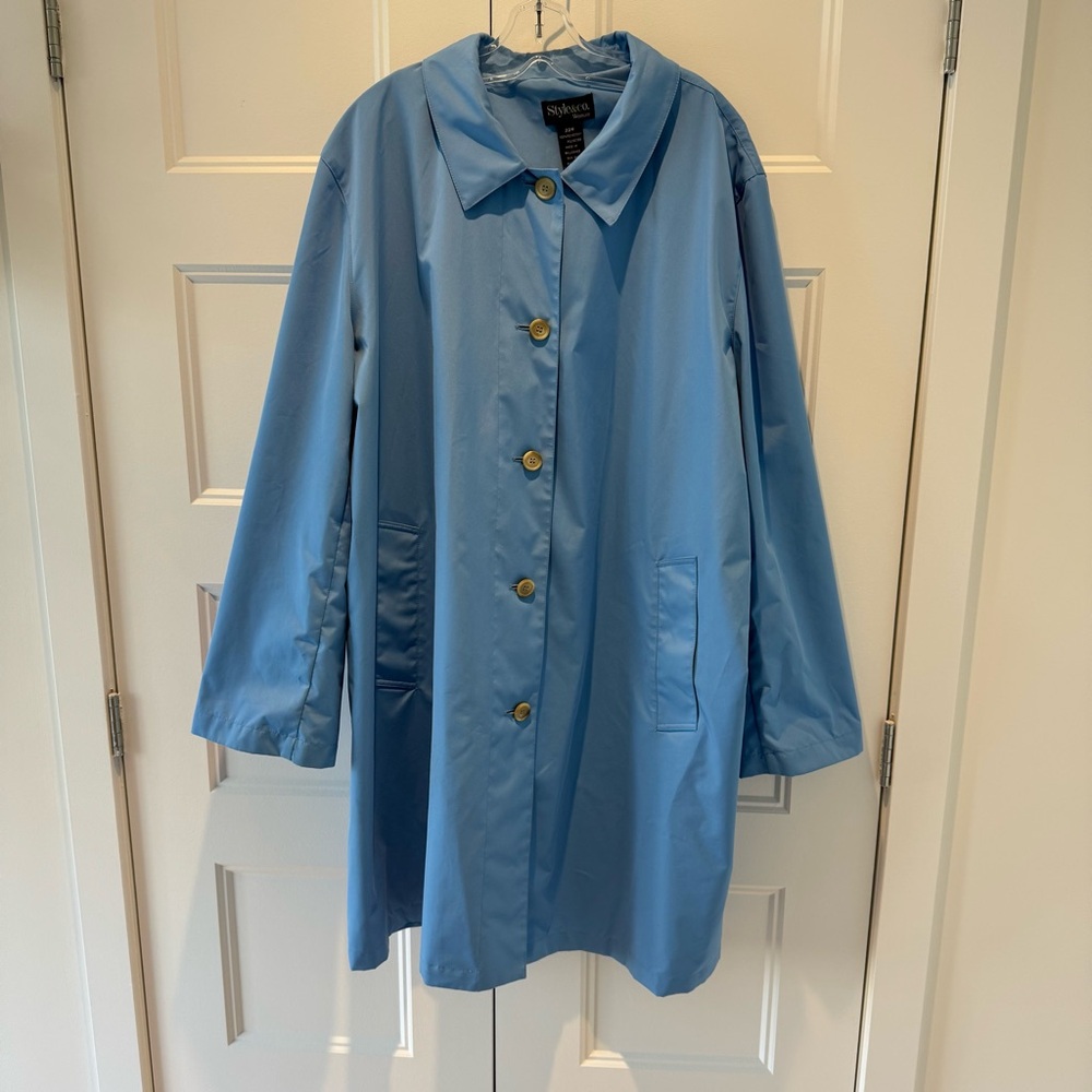 STYLE & CO Women's Light Blue Trench Coat - SIZE 22W